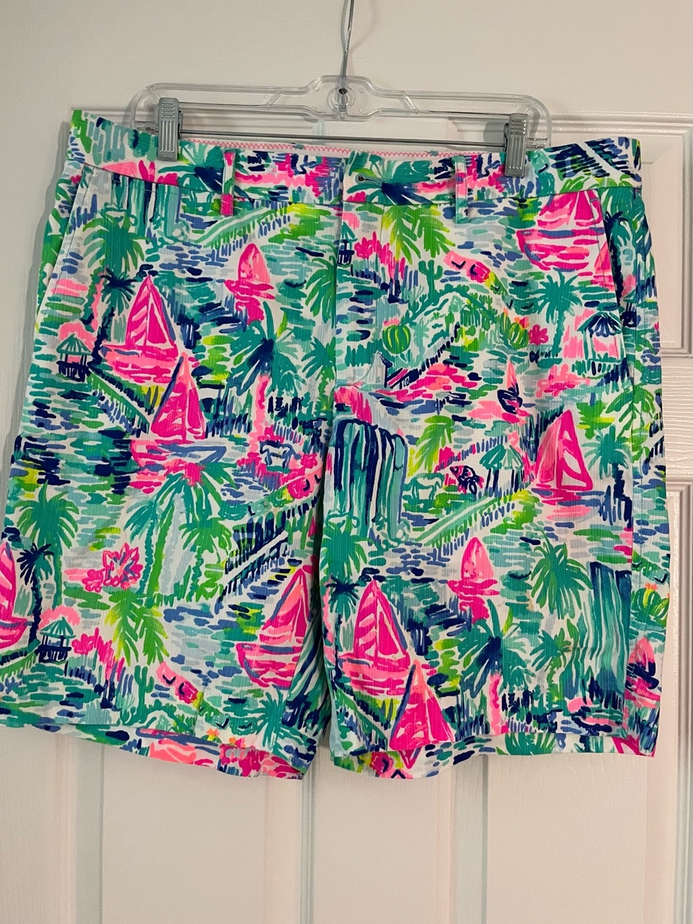 Lilly Pulitzer Pink, Green & Blue Tropical Print Men’s Shorts